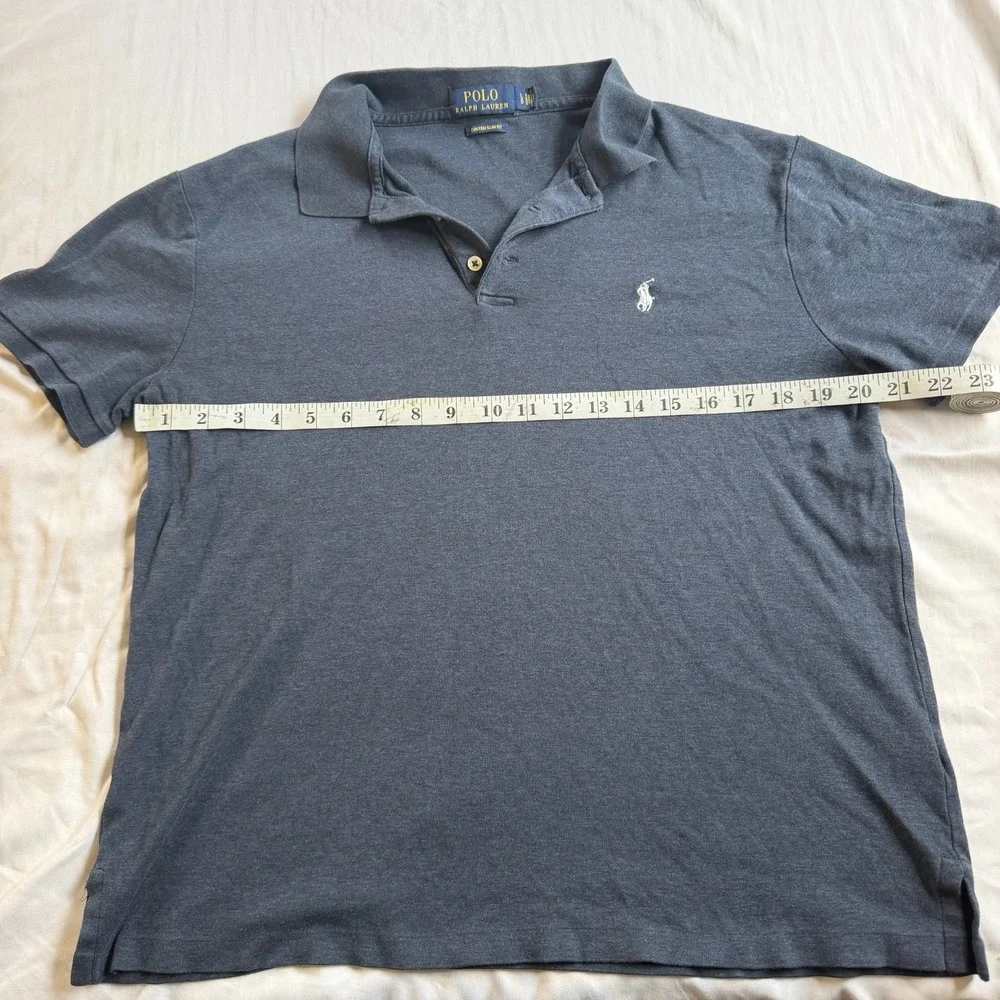 Ralph Lauren Polo Shirt Youth Large Navy Custom Slim Fit Pony Short Sleeve